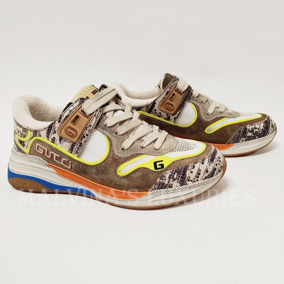 GUCCI SNEAKERS ULTRAPACE LIZARD LEATHER SHOES w LOGO sz 39.5 G 9.5 US - Picture 5 of 15